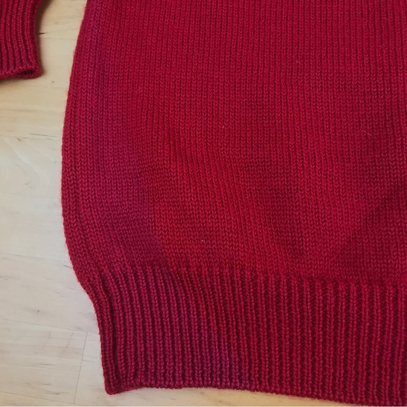 Vintage Eddie Bauer Wool Sweater Red Pullover Fair Isle Embroidered Flowers Sz S - Picture 14 of 14